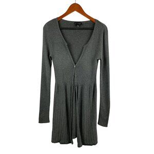 Dialogue Womens XS Gray Ribbed Long Cardigan Sweater